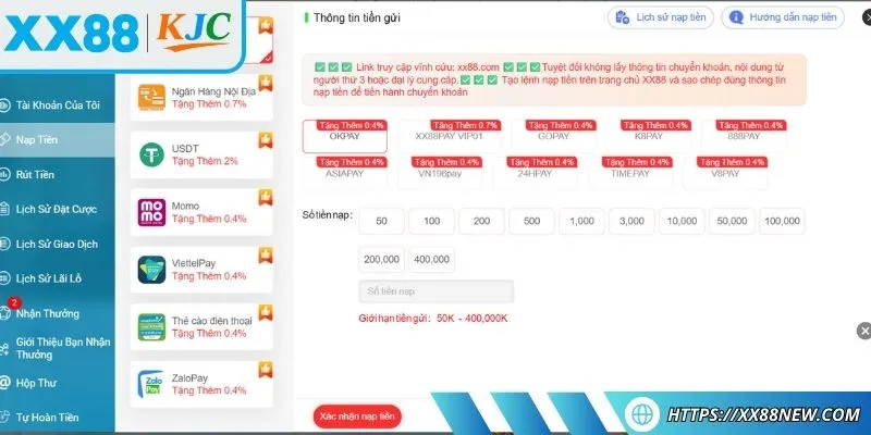 Nạp tiền XX88 qua ngân hàng được xử lý nhanh