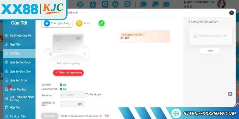 Rút tiền XX88 phải đáp ứng số dư tối thiểu đúng quy định